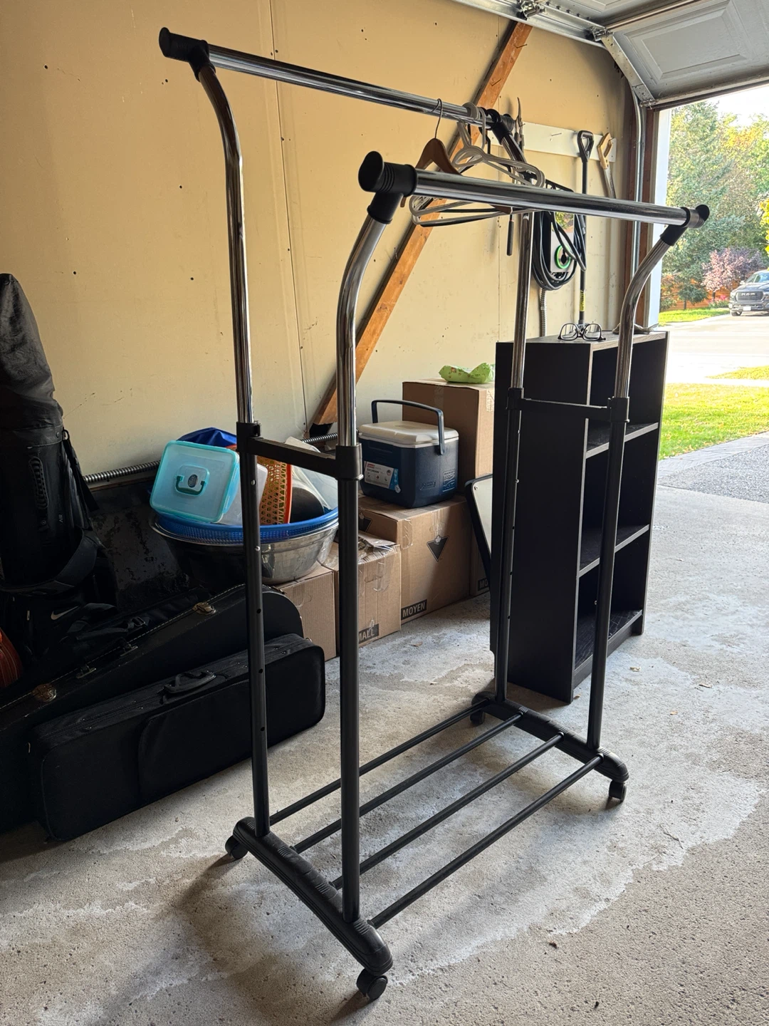 Double Rail Rolling Clothes Rack