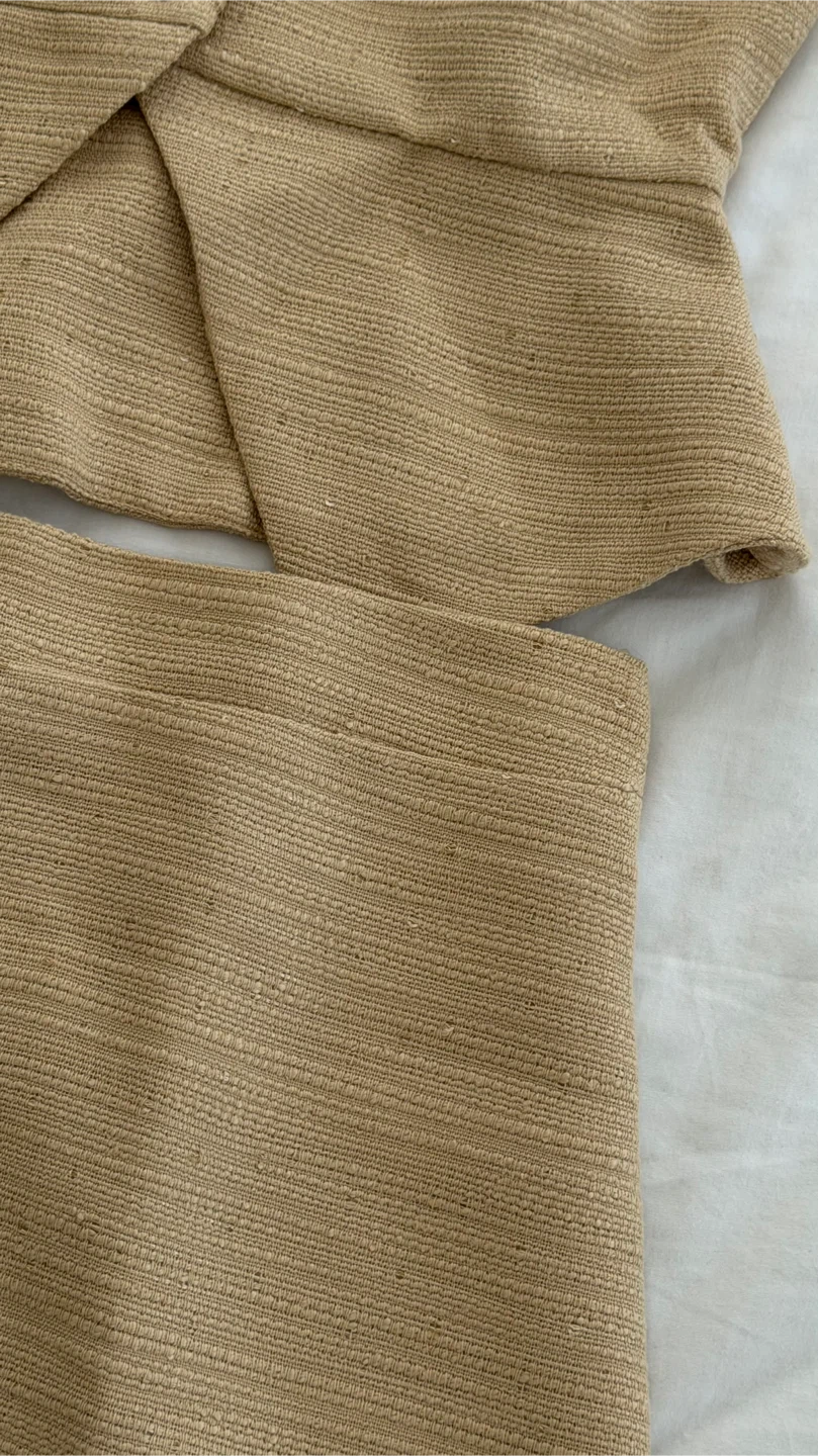 Beige Peplum Top and Skirt Set - photo 4