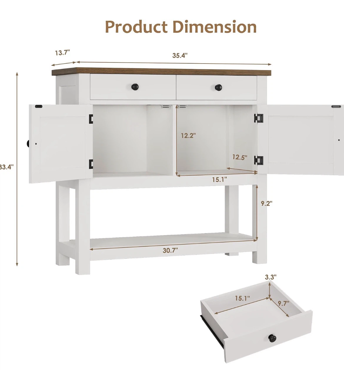Kitchen Console Table with Storage - photo 2