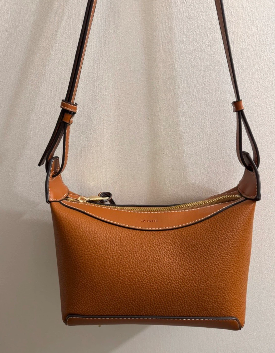 Mytaste Brown Leather Crossbody Bag