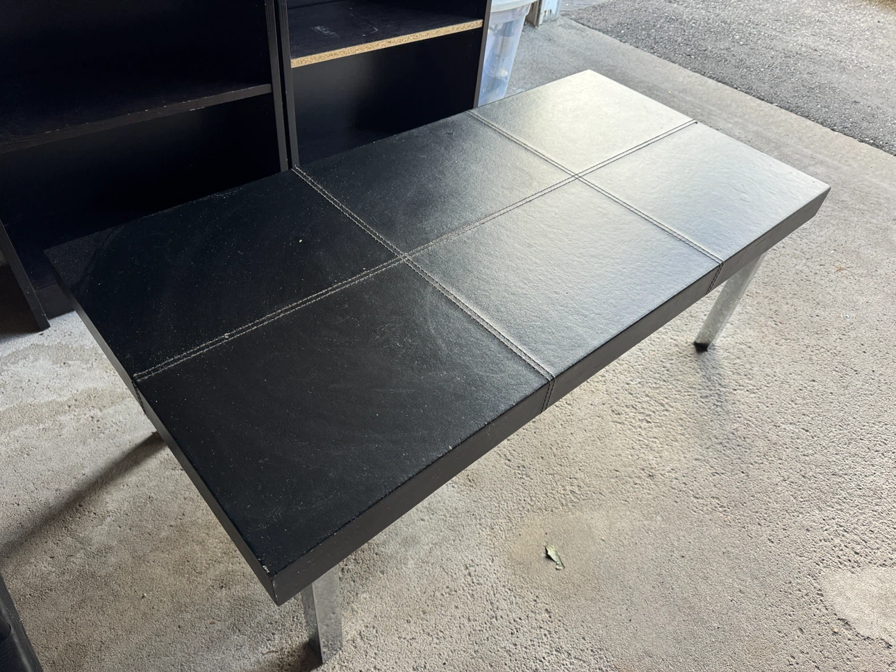 Black Faux Leather Coffee Table