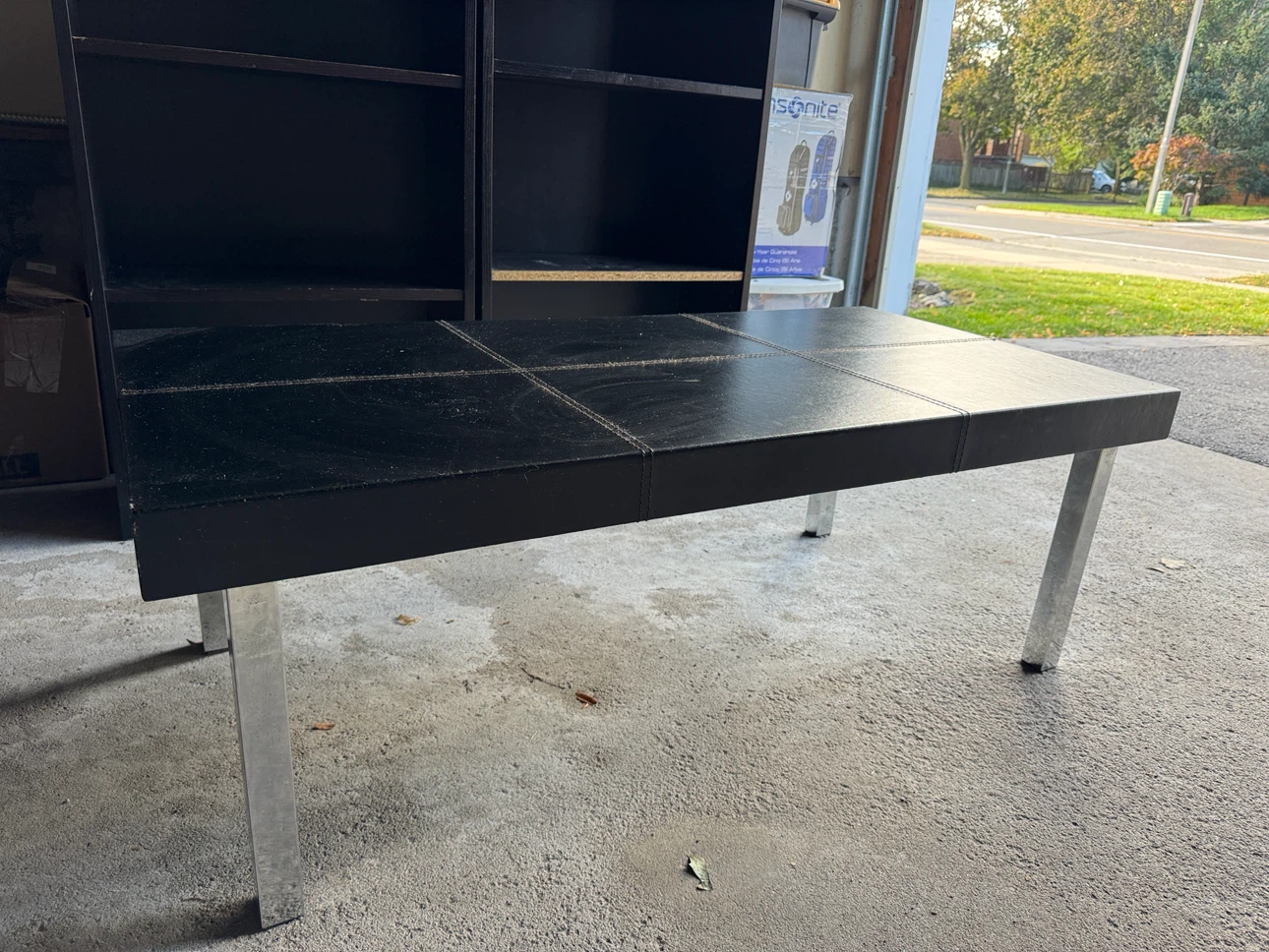 Black Faux Leather Coffee Table - photo 2