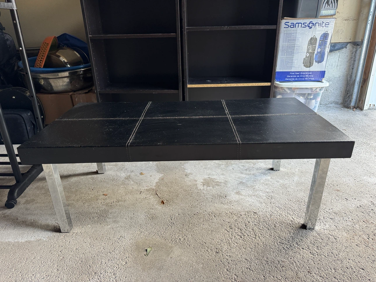 Black Faux Leather Coffee Table - photo 4