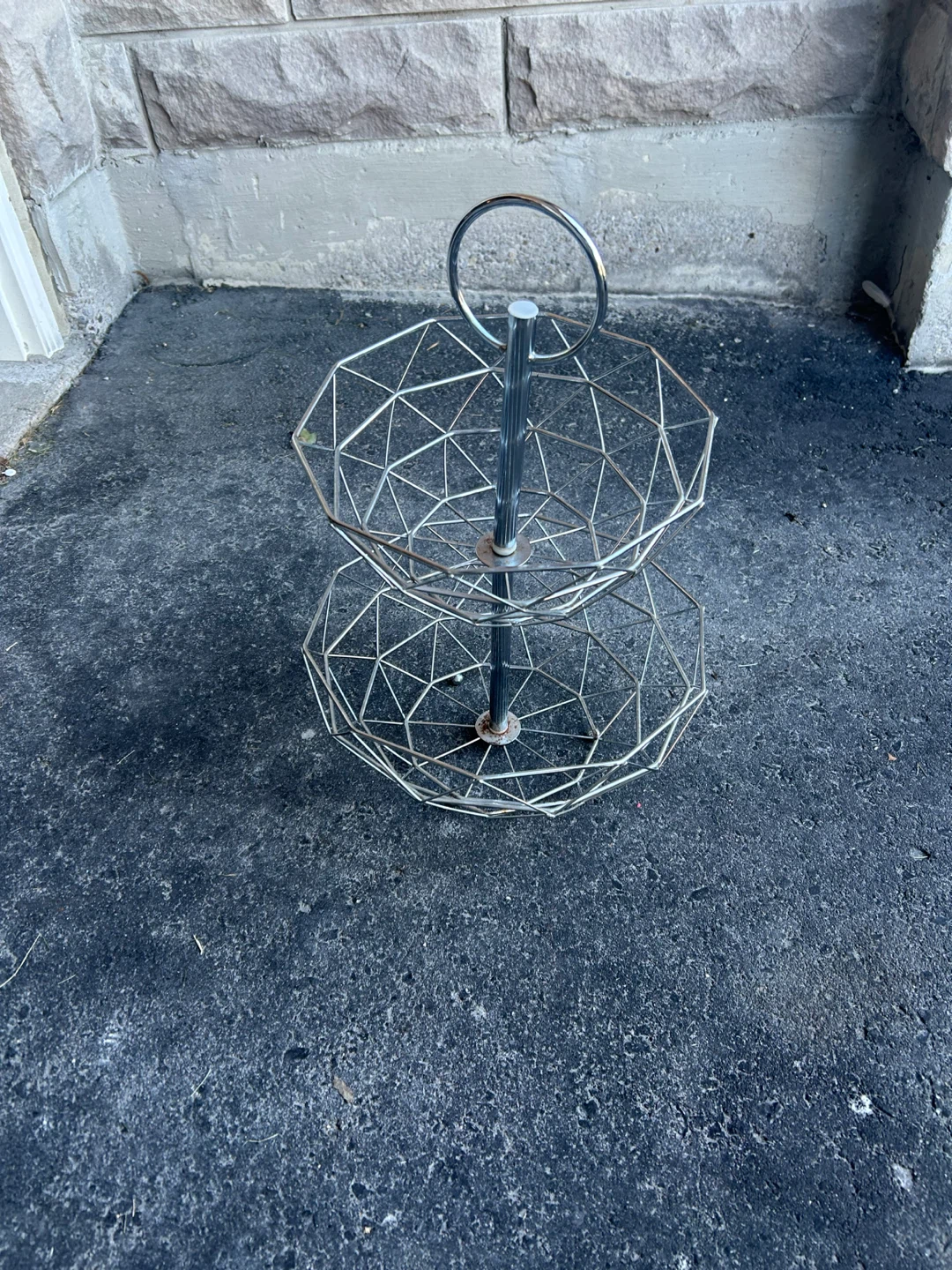 Two-Tier Geometric Metal Fruit Stand - photo 3