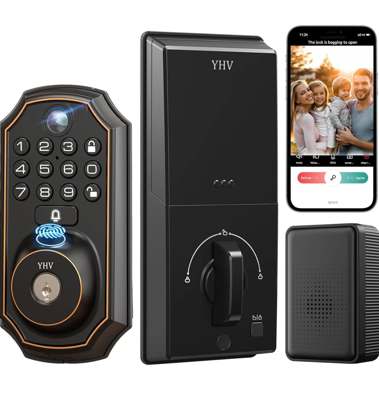 Smart Door Lock, Keyless Entry, Fingerprint + Keypad + WiFi