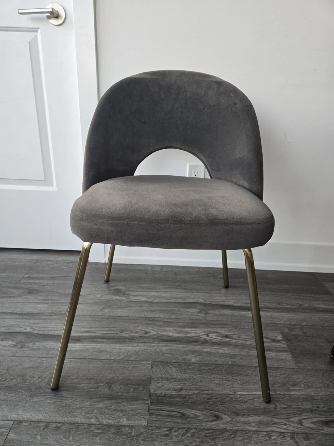 Grey Velvet Dining Chair with Gold Metal Legs - photo 2
