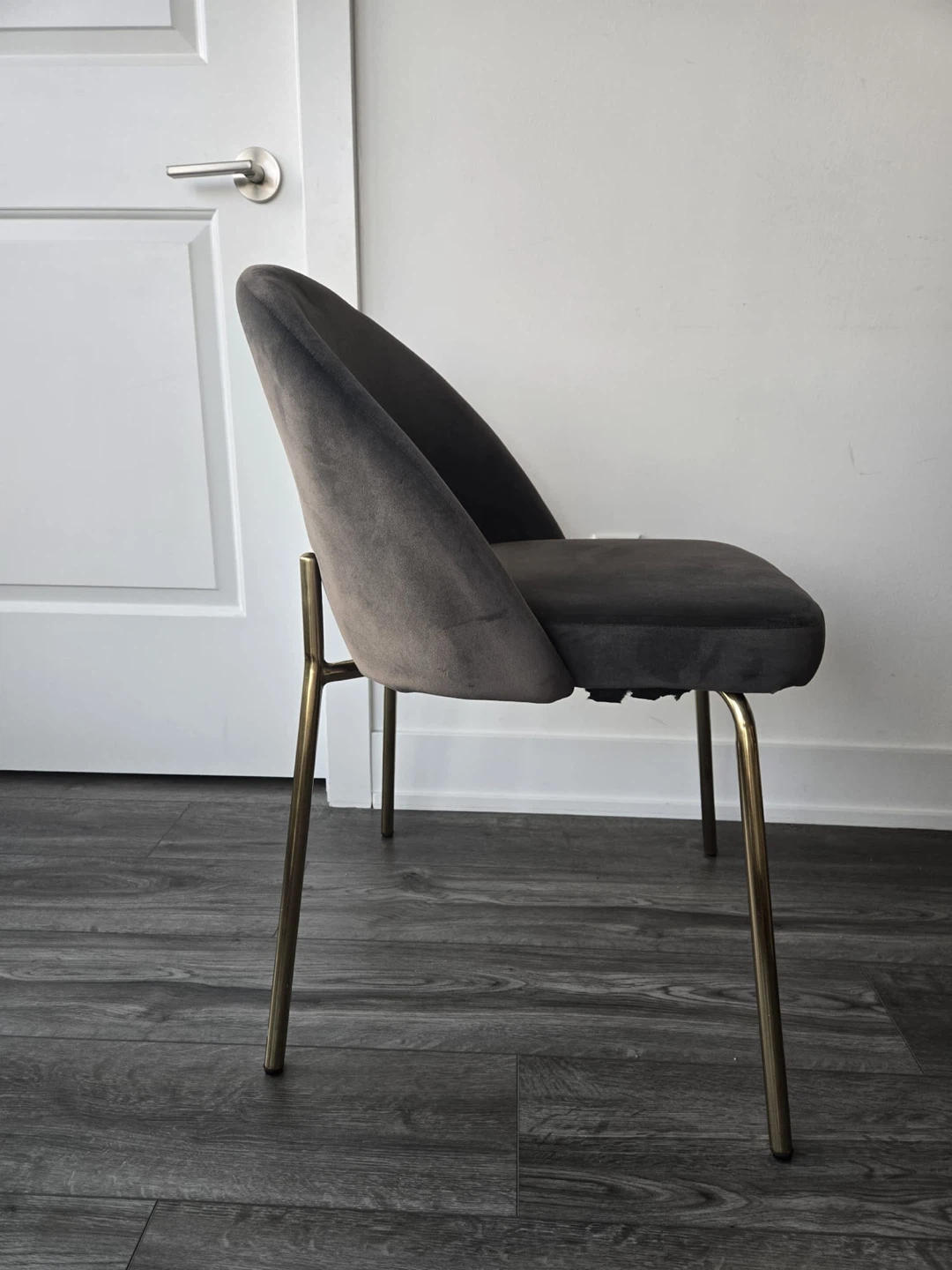 Grey Velvet Dining Chair with Gold Metal Legs - photo 3
