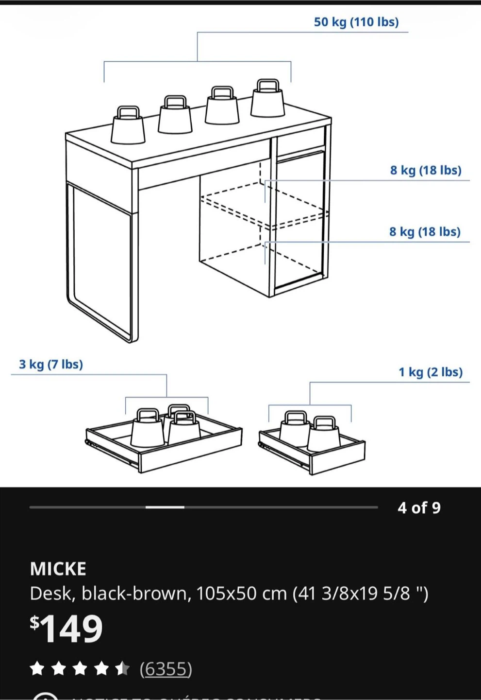 IKEA Micke Desk - Black-Brown - photo 4
