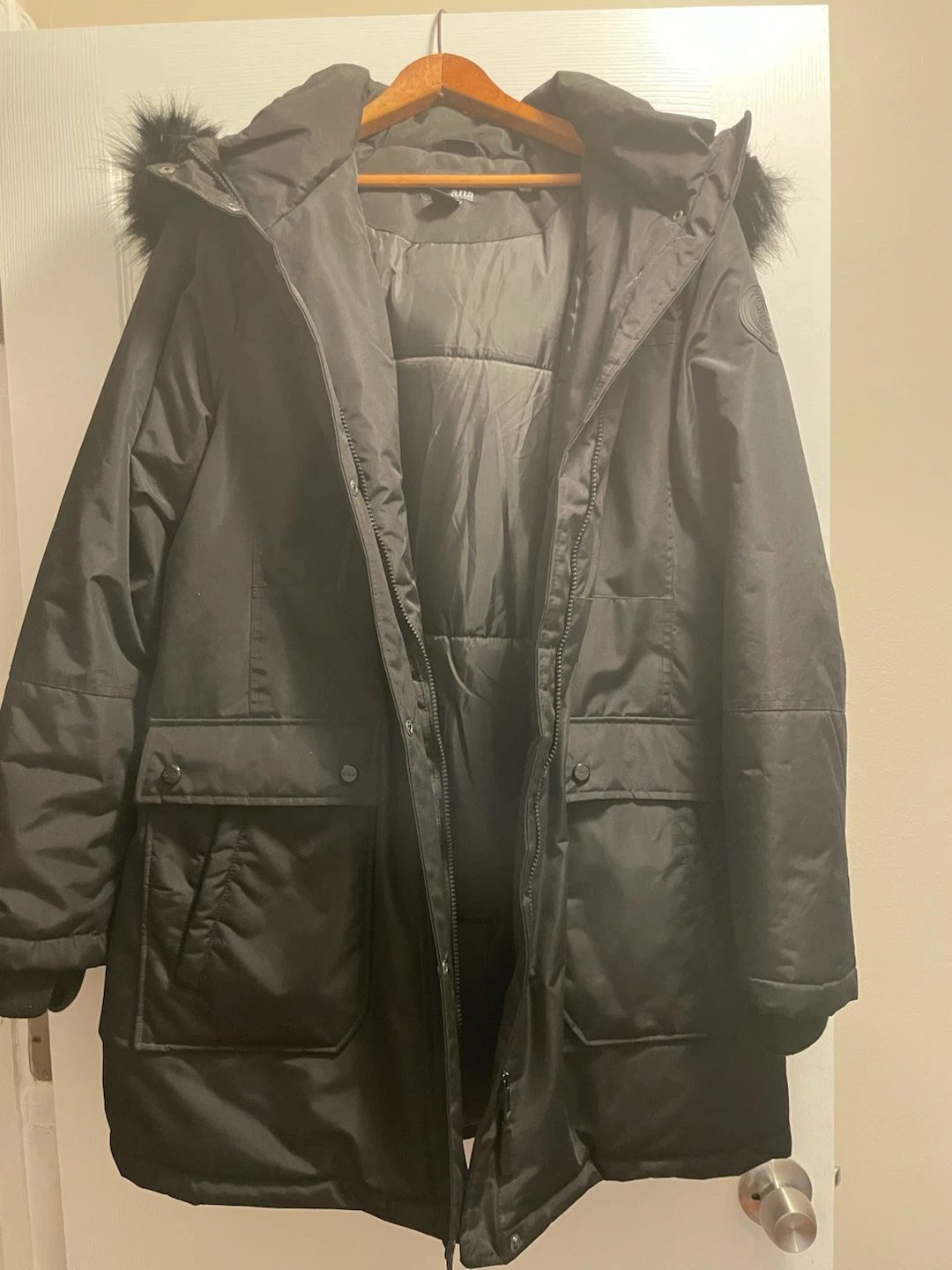 a.n.a Black Faux Fur Hooded Winter Parka XL
