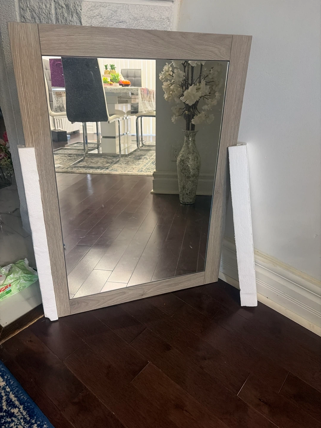 Wood Grain Framed Mirror