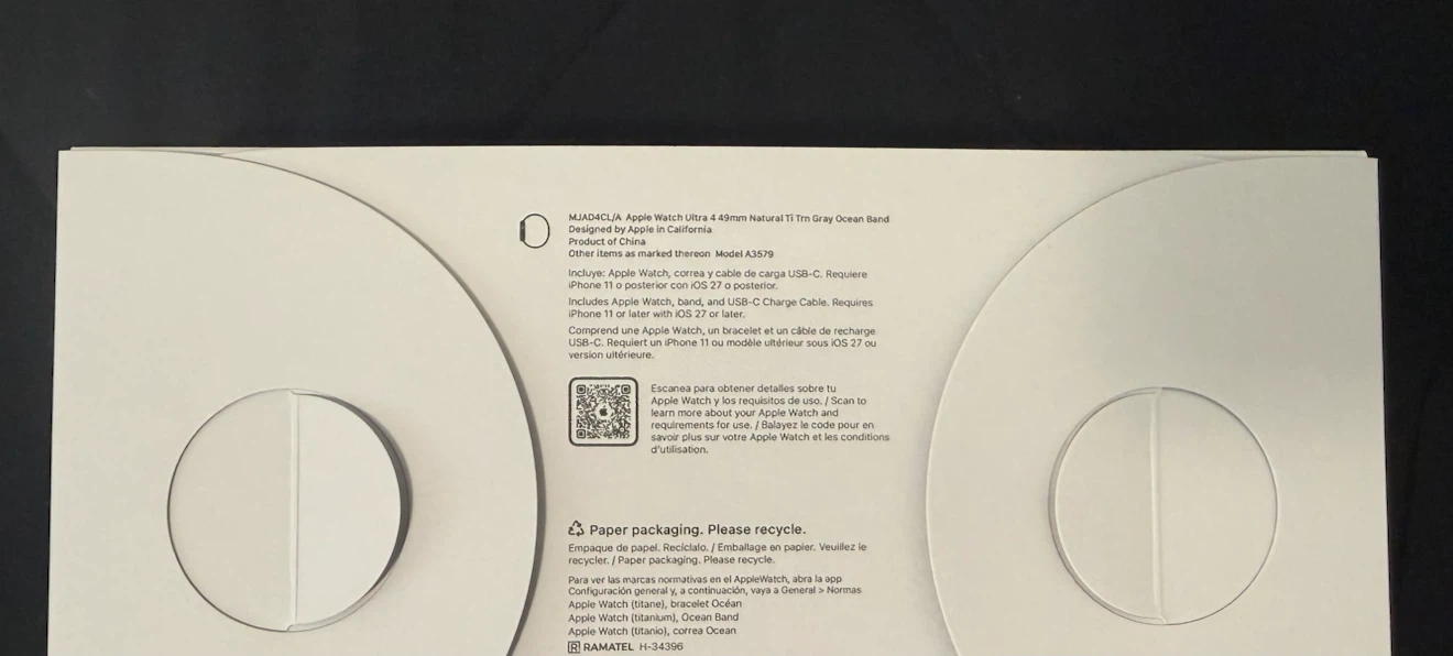 Unopened Apple Watch Ultra 4 Natural Titanium Gray Ocean Band - photo 2