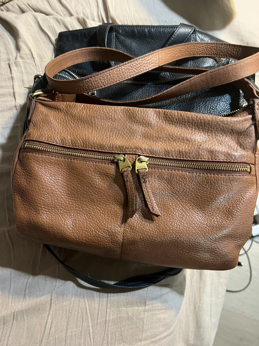 Fossil Brown Leather Crossbody Bag