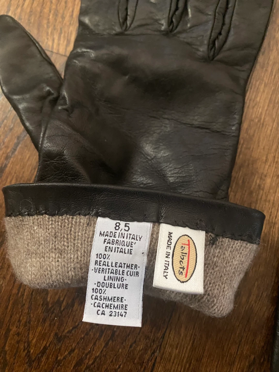 New Talbots Black Leather Cashmere Lined Gloves