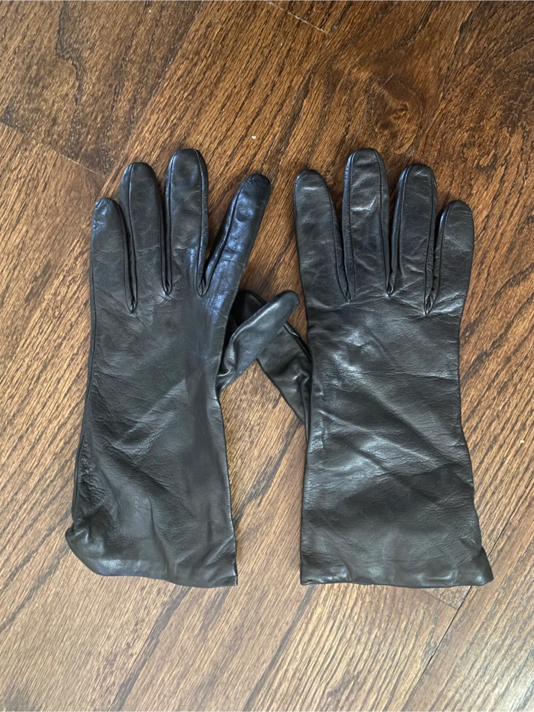 New Talbots Black Leather Cashmere Lined Gloves - photo 2
