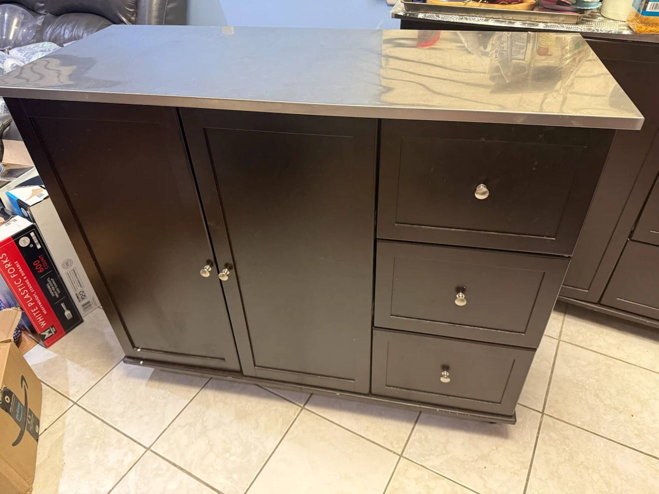 Kitchen Island with Stainless Steel Top