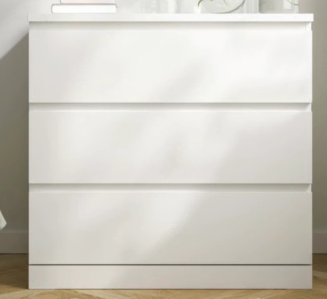 White IKEA Malm 3-Drawer Dresser