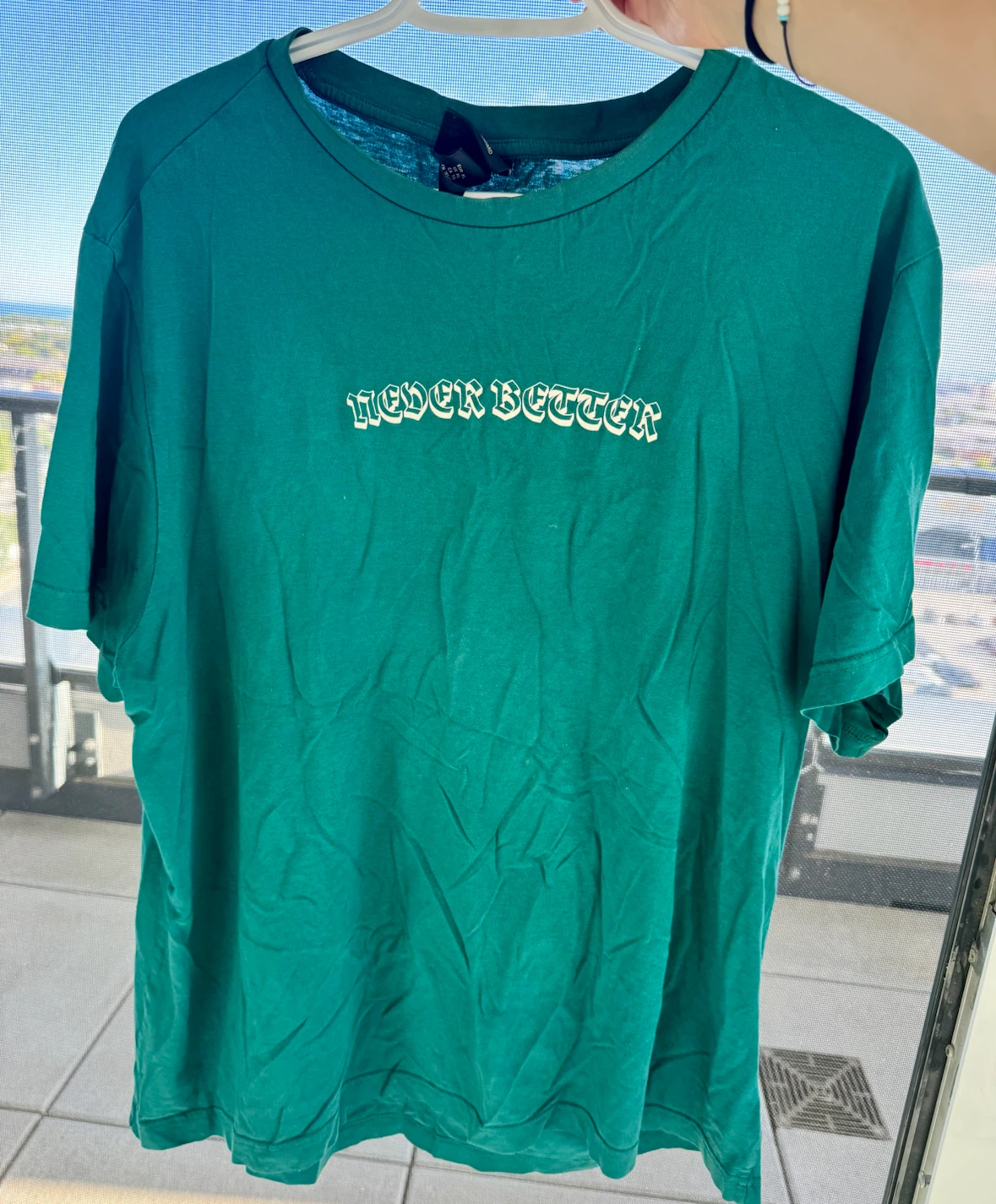 H&M Never Better Graphic T-Shirt Green Size XL