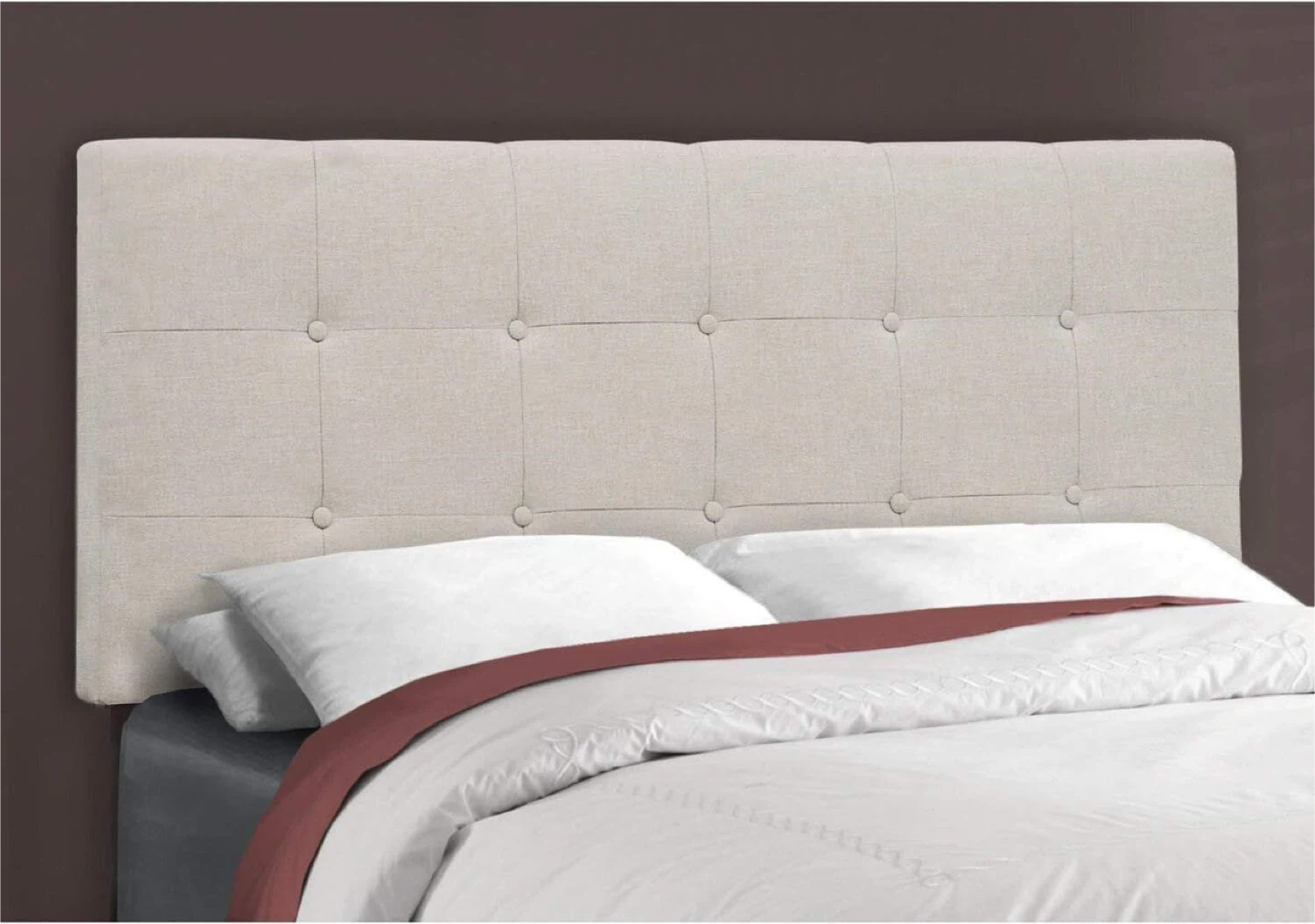 Full Size bed frame, Beige Linen Look - photo 2