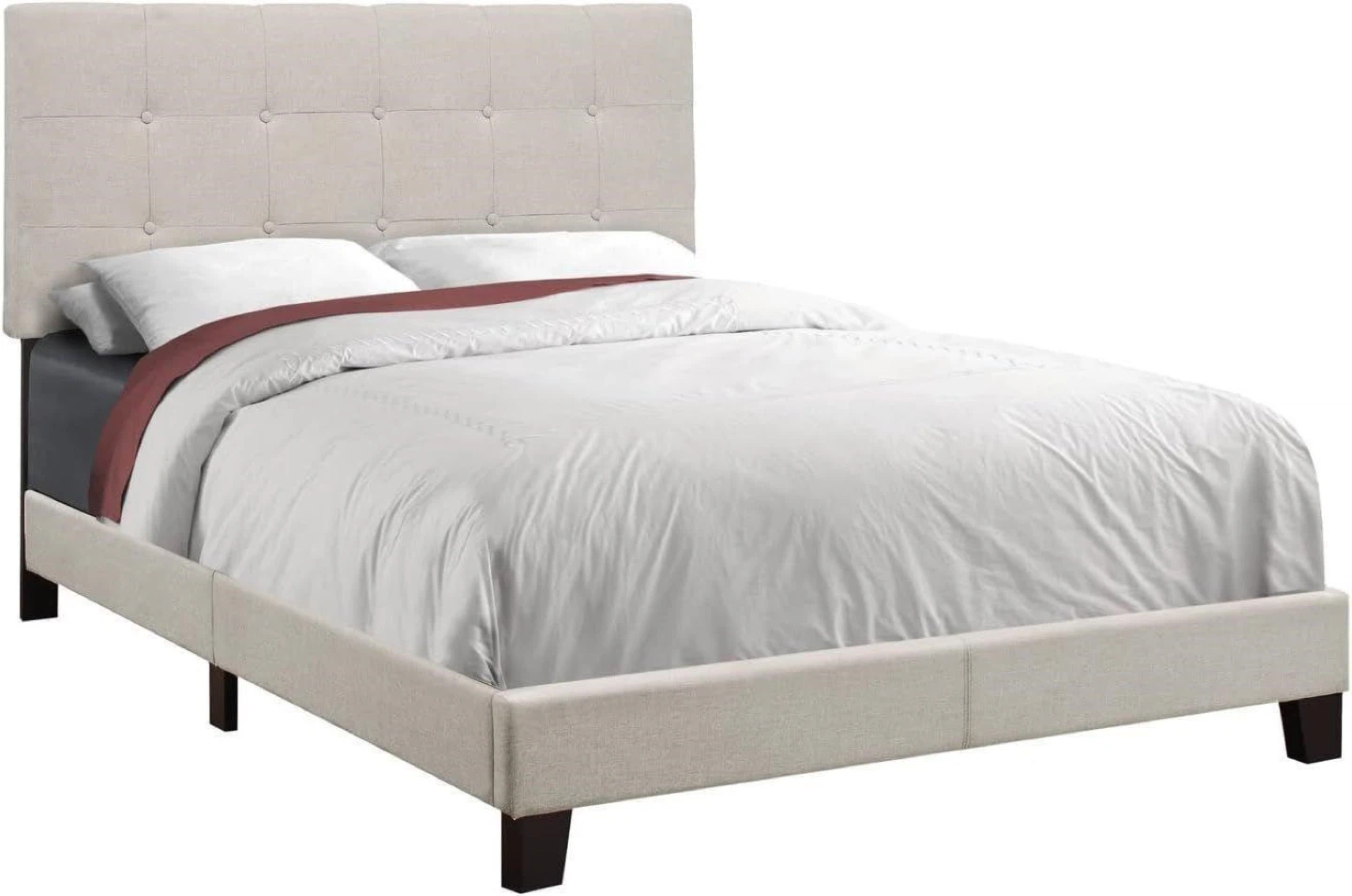 Full Size bed frame, Beige Linen Look - photo 4