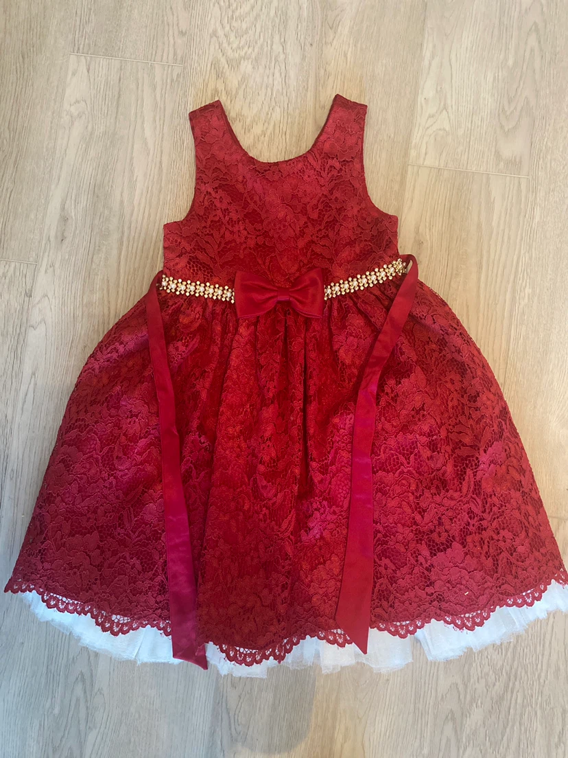 Girls red lace dress
