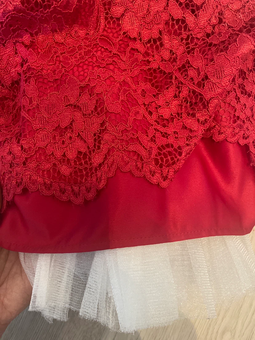 Girls red lace dress - photo 3