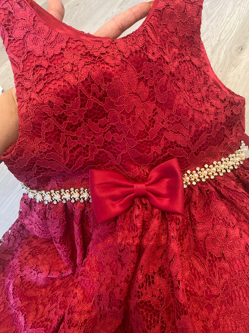 Girls red lace dress - photo 4