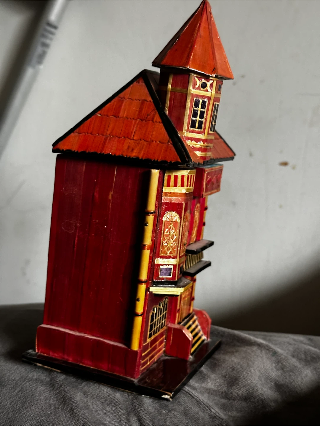 Vintage Straw Marquetry Victorian House Trinket Box - photo 2