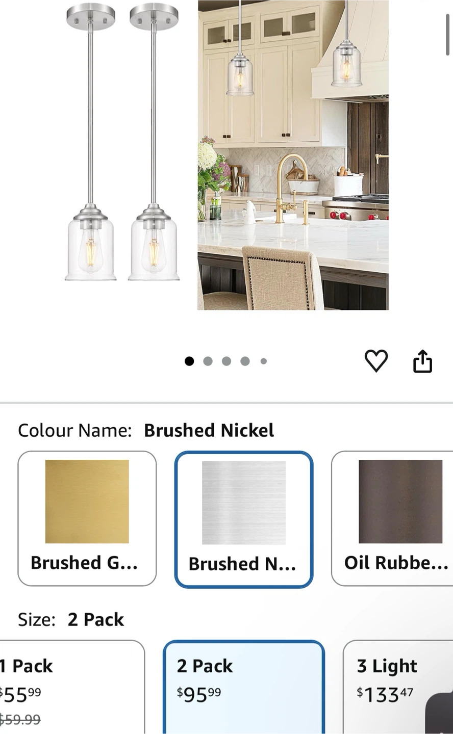 Brushed Nickel Pendant Light 2-Pack - photo 4