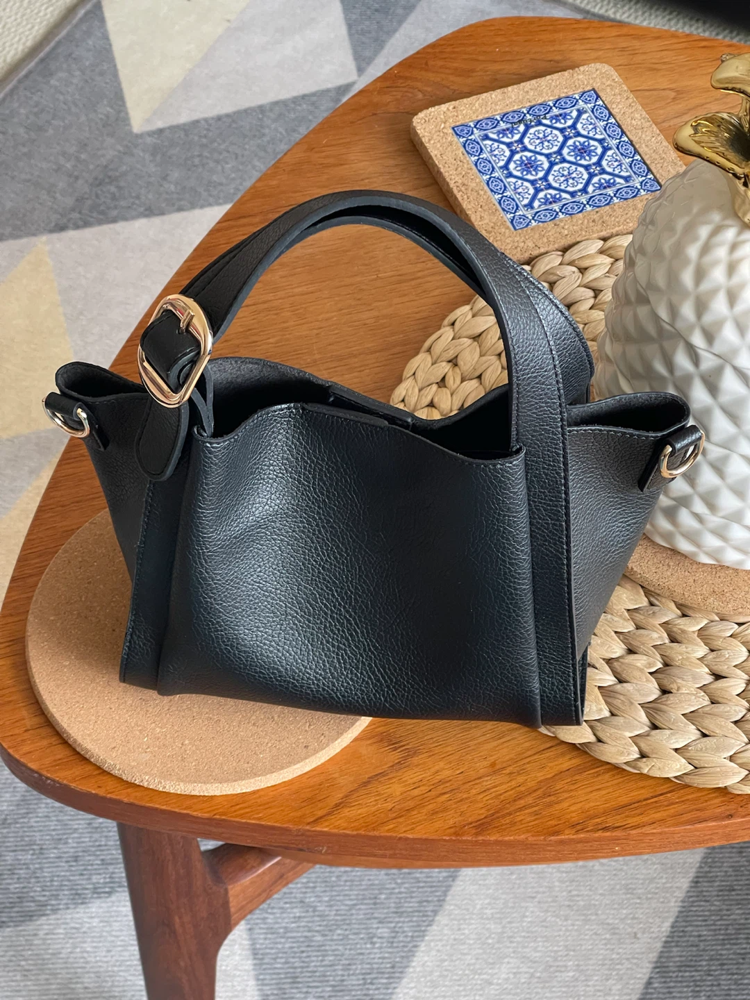 Black mini tote bag
