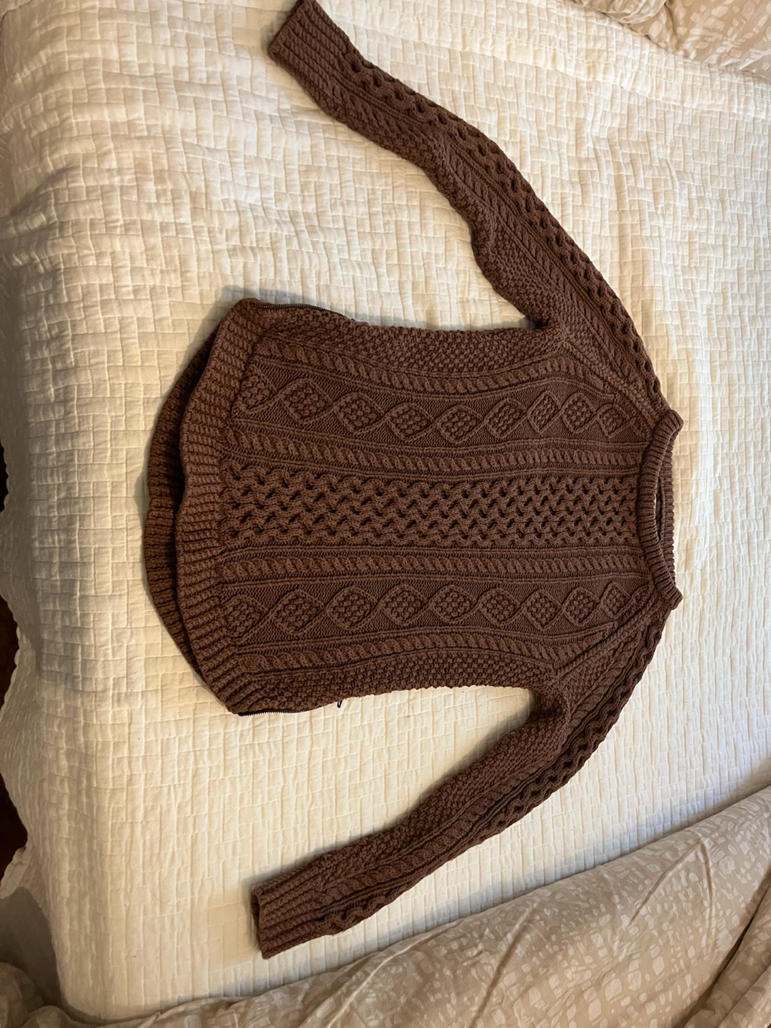 Bean Signature Cotton Fisherman Tunic Sweater in Brown