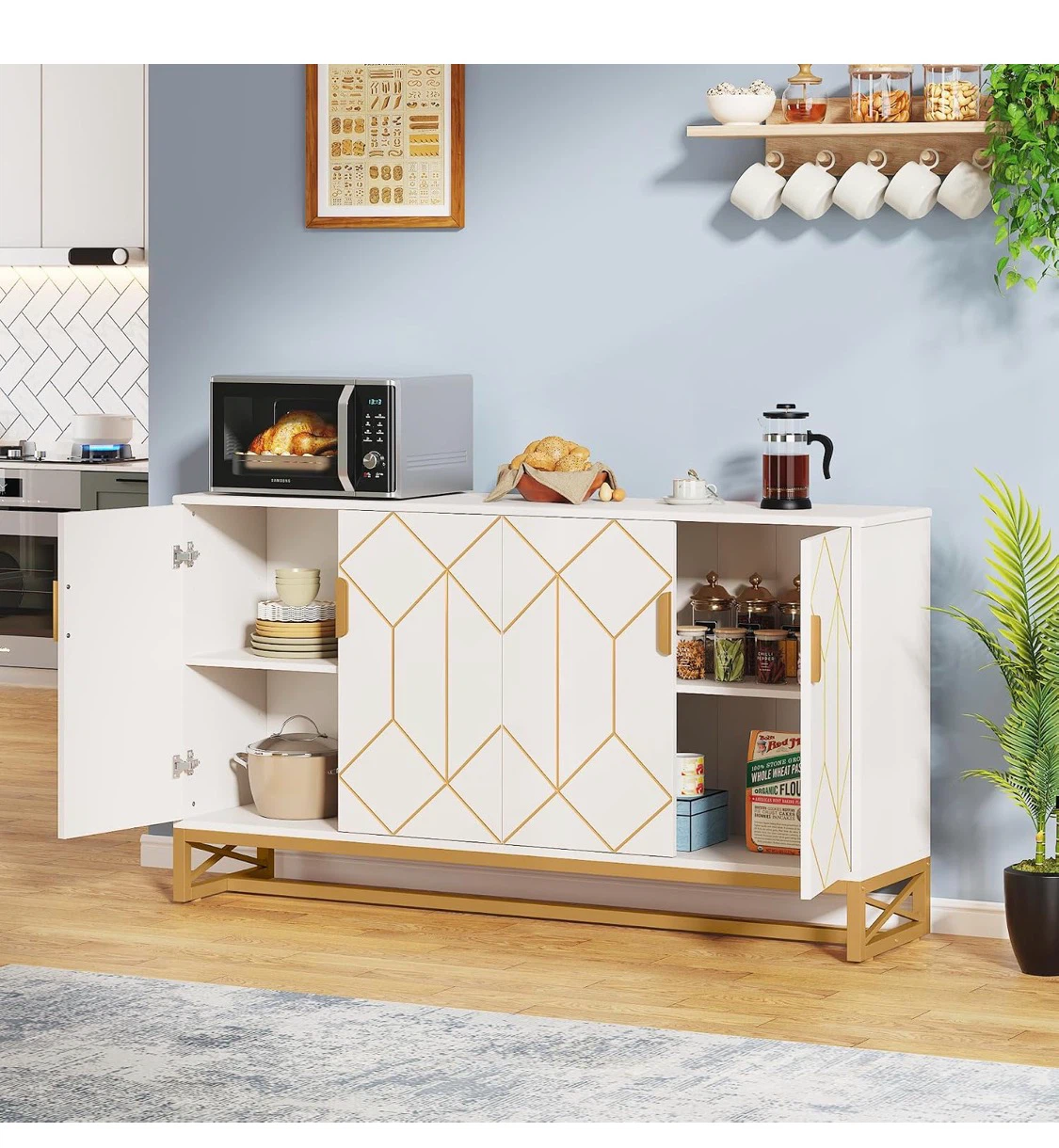 White and Gold Geometric Sideboard - photo 3