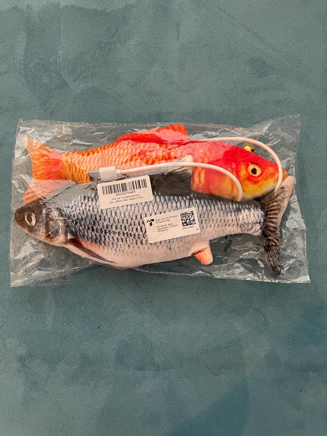 Two Plush Fish Cat Toys