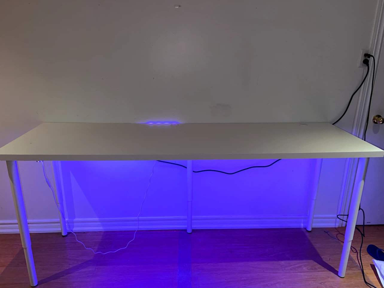 White Large Desk / Table with Govee LED Lights + Extension Cord - photo 2