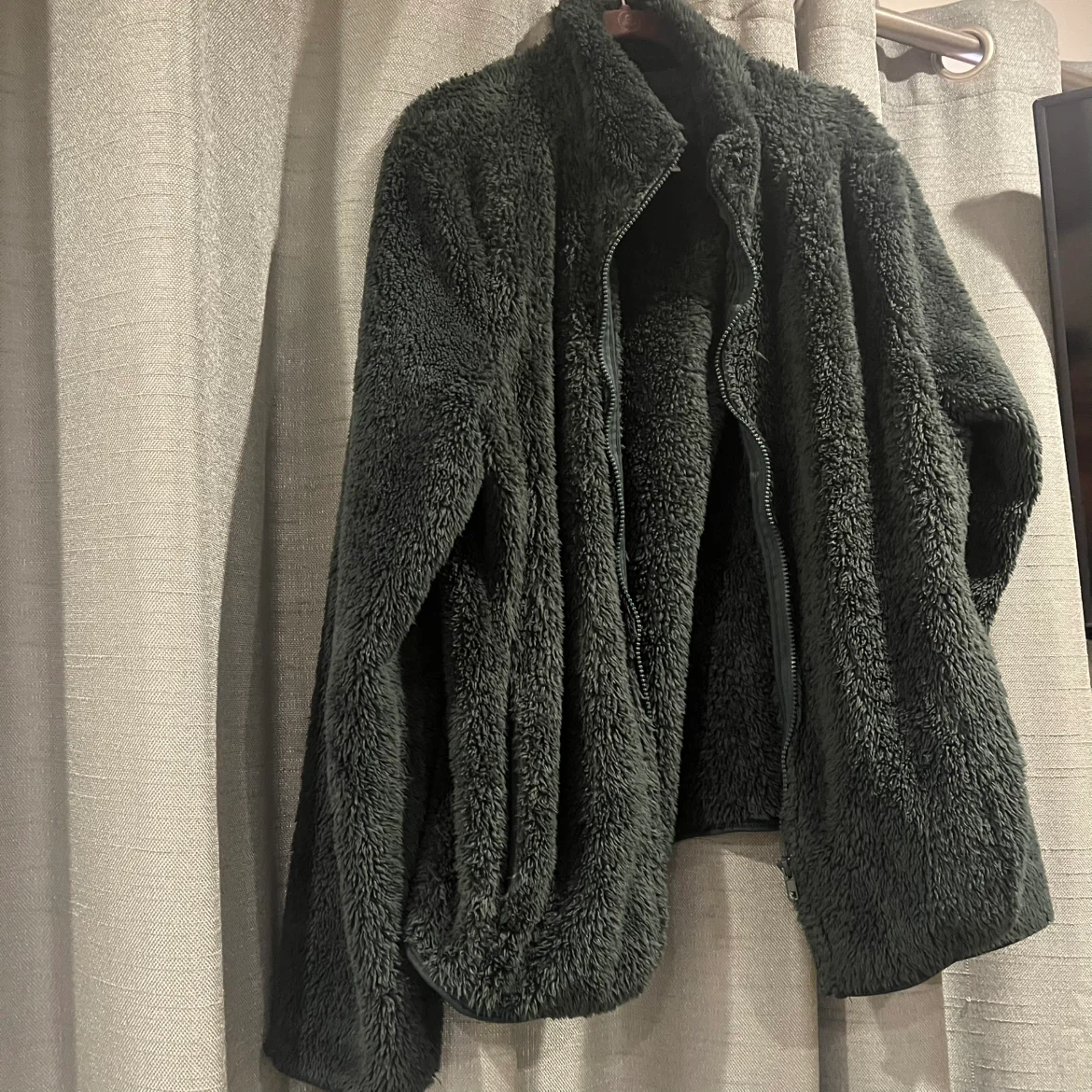 Basic Editions Grey Fuzzy Zip-Up Jacket