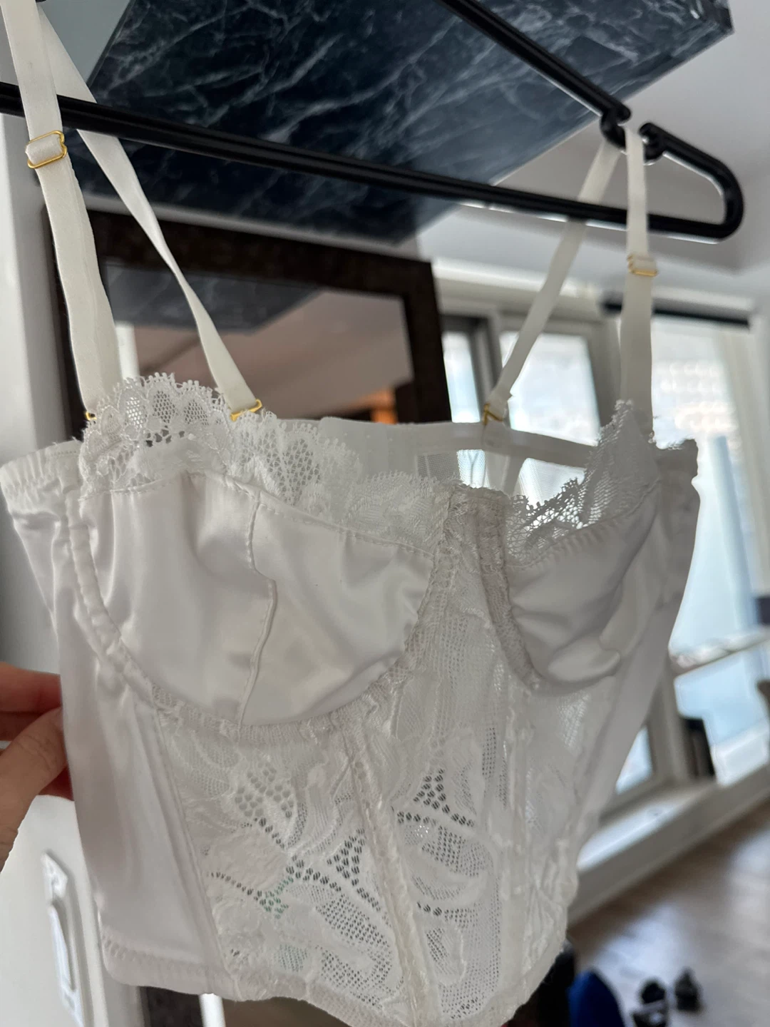 silk White Lace Corset Top