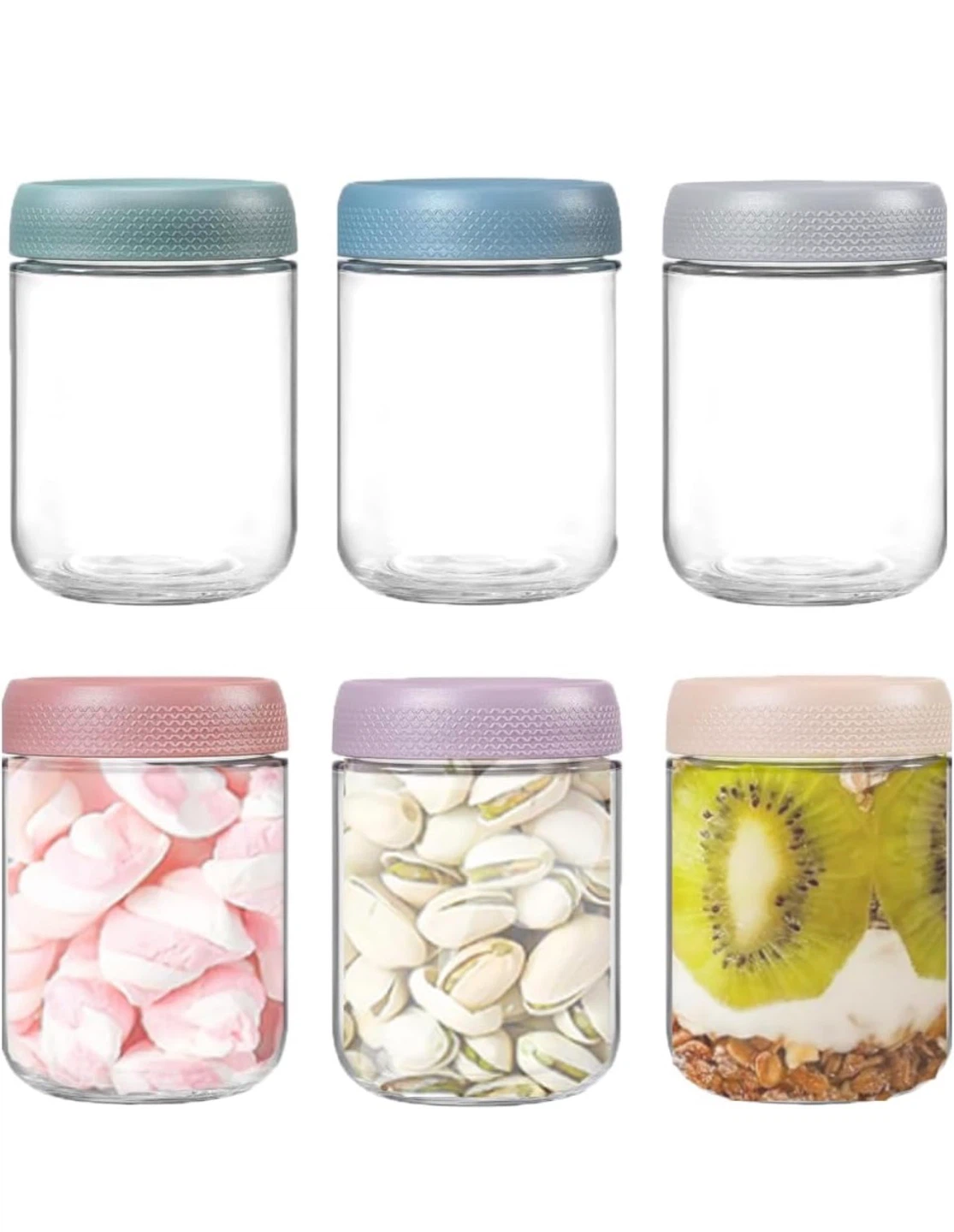Glass Food Storage Jars with Coloured Lids