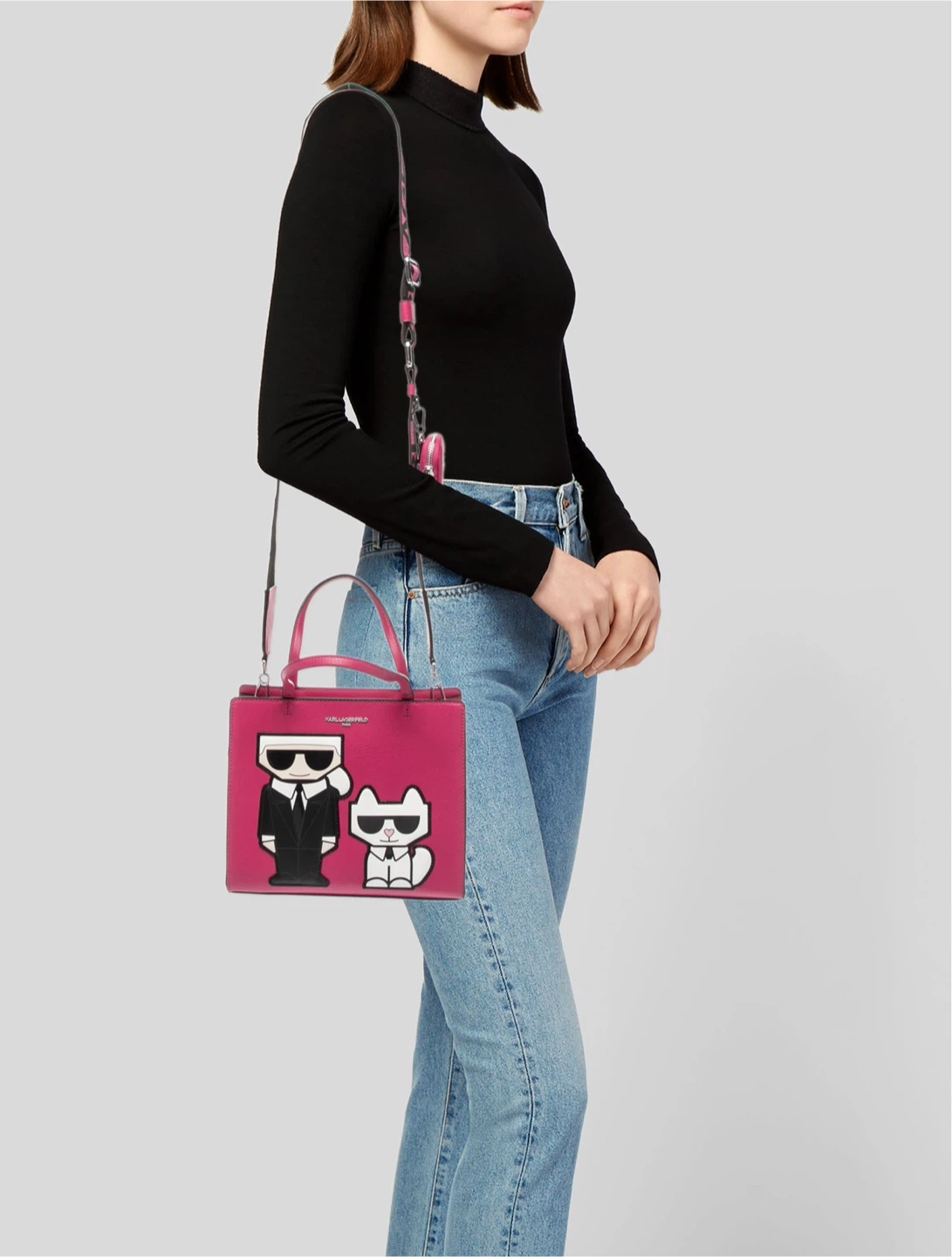 Karl Lagerfeld Fuscia pink satchel bag and Crossbody Bag