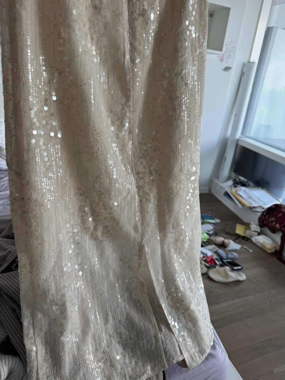 Beige Sequin Midi Skirt - photo 2
