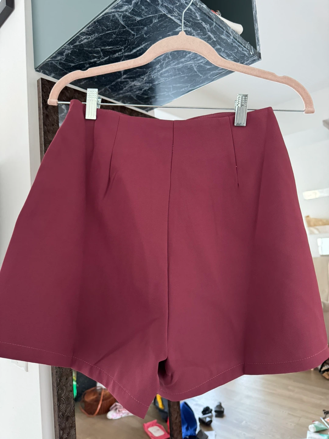 Maroon High-Waisted Shorts