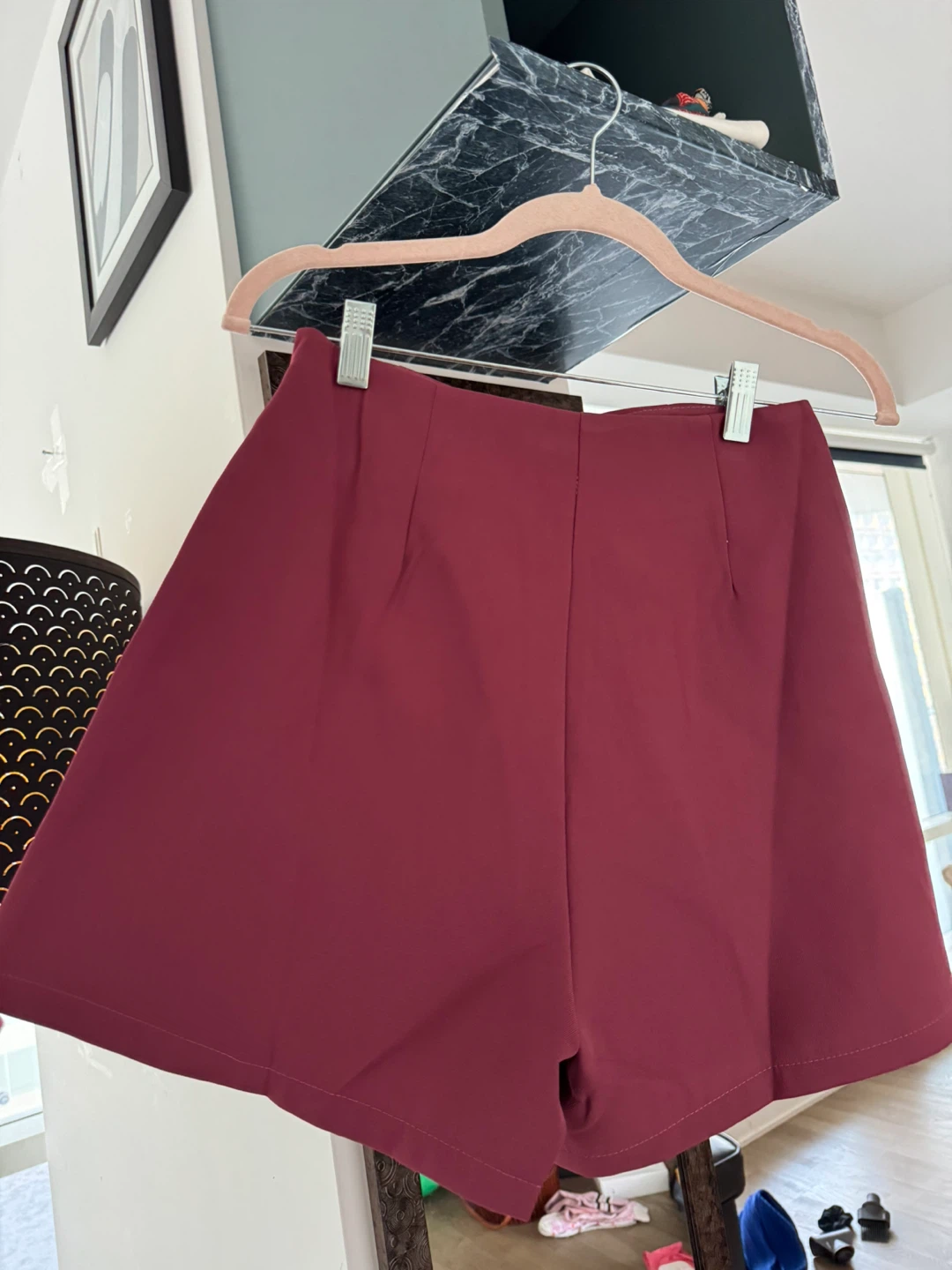 Maroon High-Waisted Shorts - photo 2