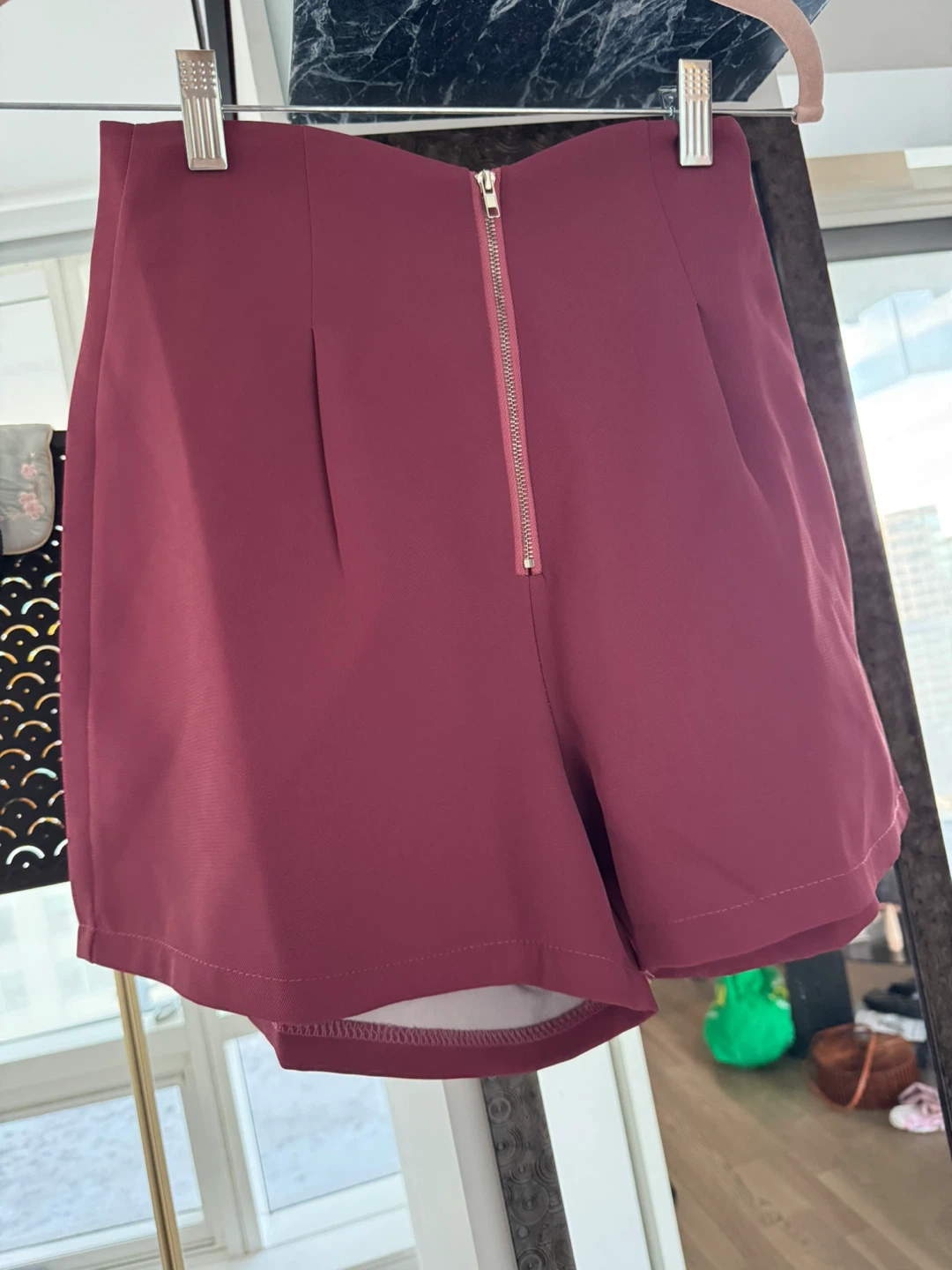 Maroon High-Waisted Shorts - photo 3