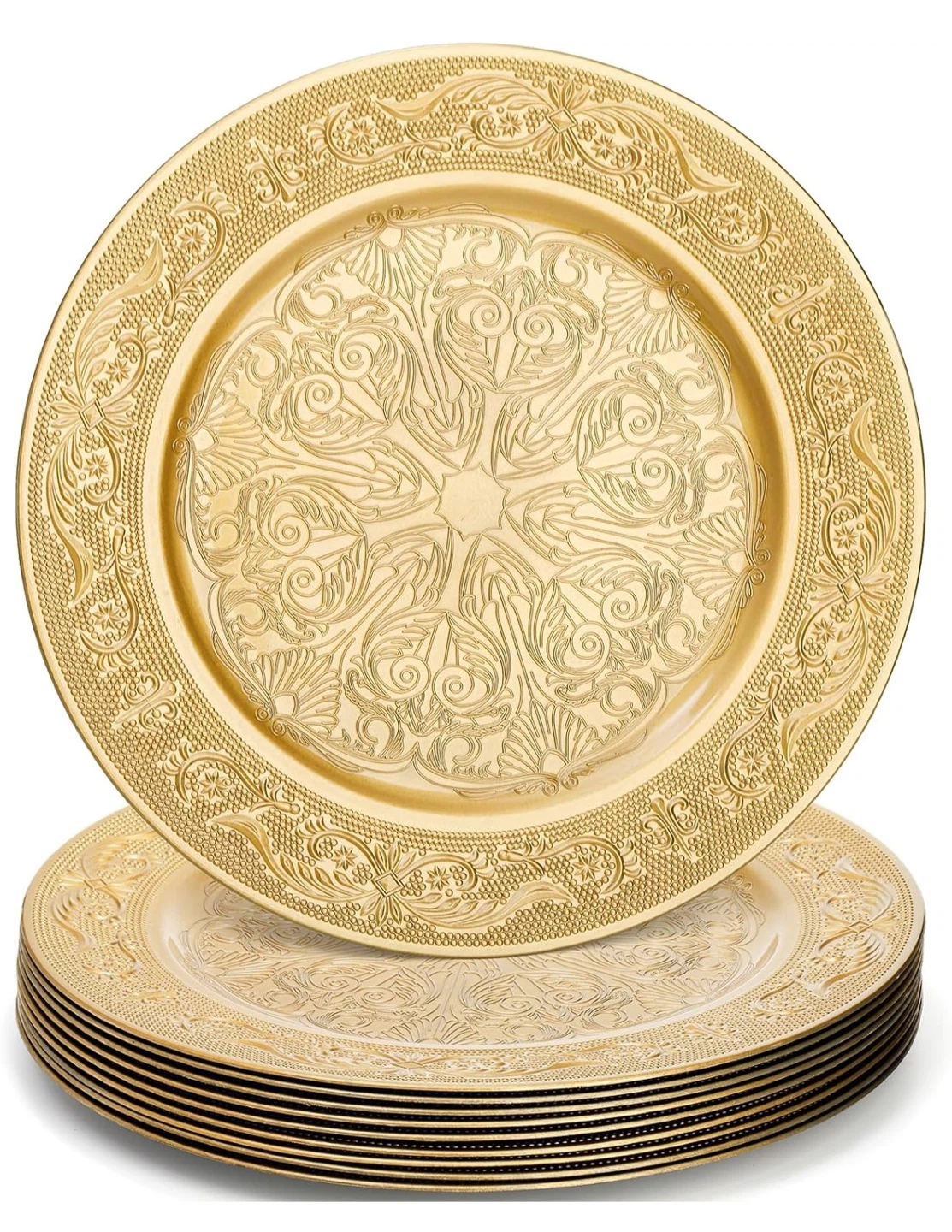 Set of 10 Gold Decorative Charger Plates - photo 2