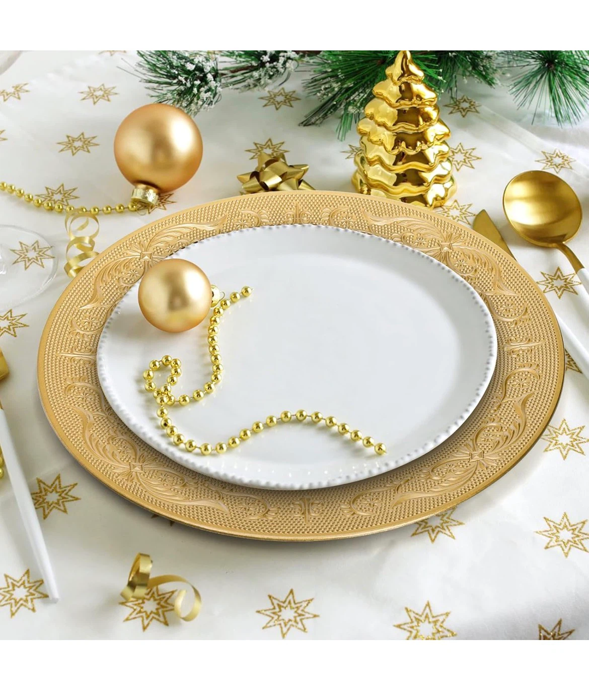 Set of 10 Gold Decorative Charger Plates - photo 3