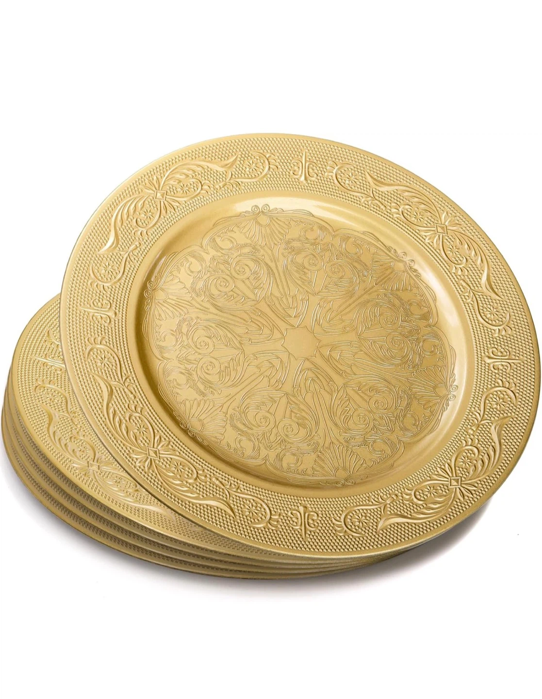 Set of 10 Gold Decorative Charger Plates - photo 4