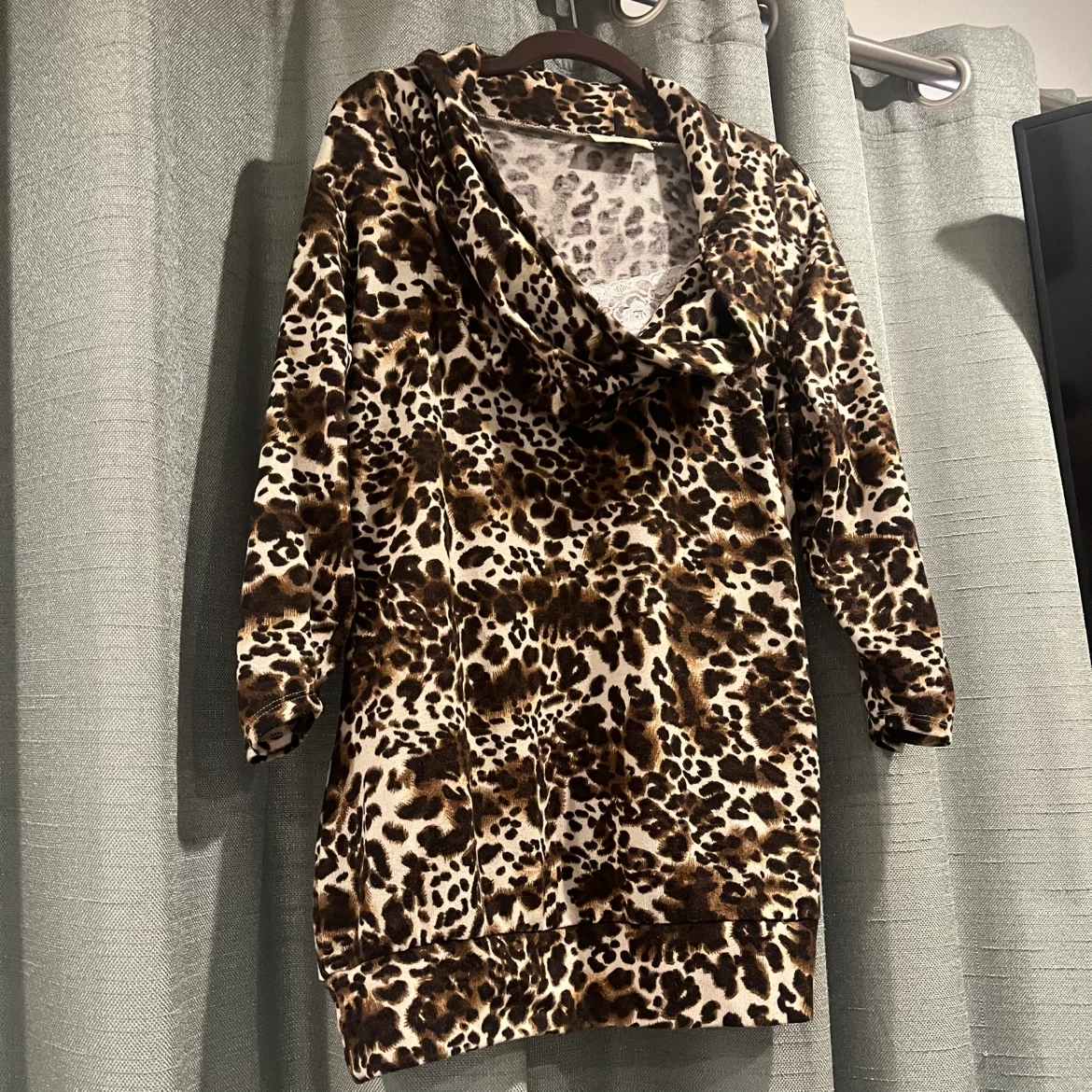 Leopard Print Cowl Neck Sweater