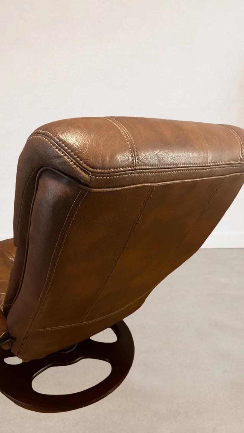 Vintage Genuine Leather Swivel Reclining lounger & Ottoman - photo 3