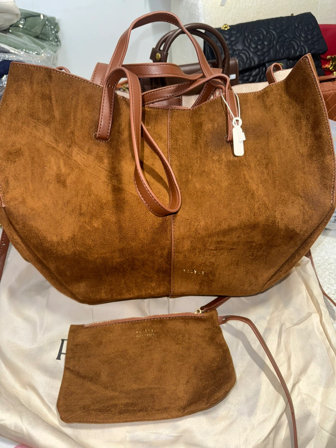 Polene Suede Large Tote Bag