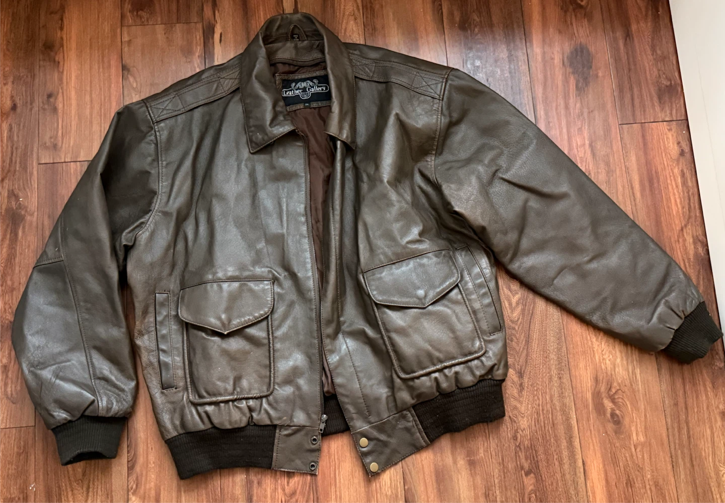 Genuine Vintage Leather Gallery Men's Bomber Jacket Dark Brown