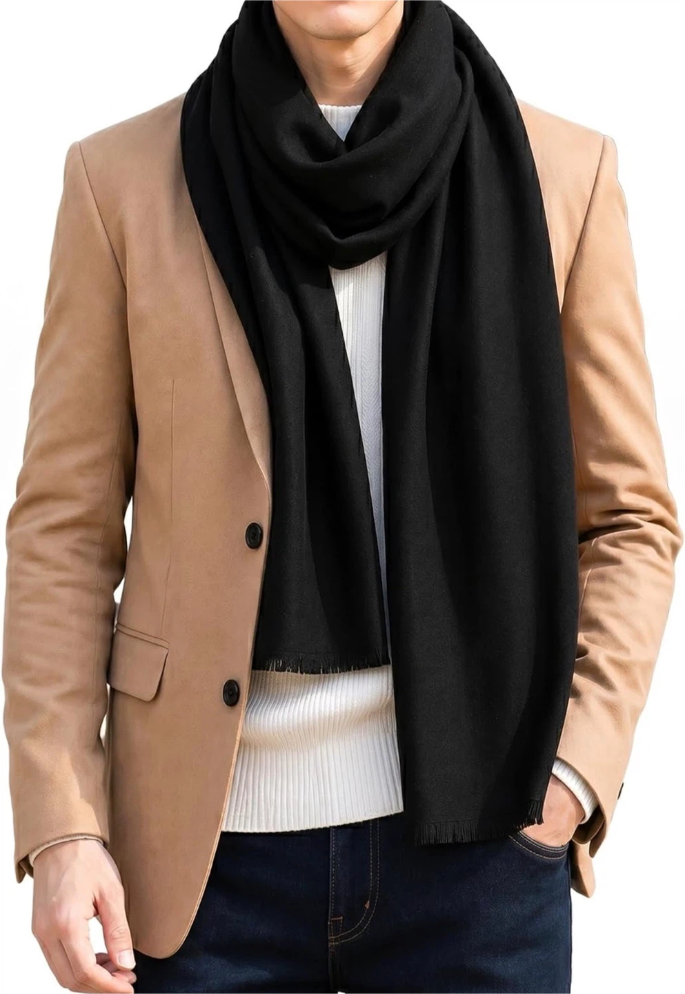 Long Black Men's Scarf