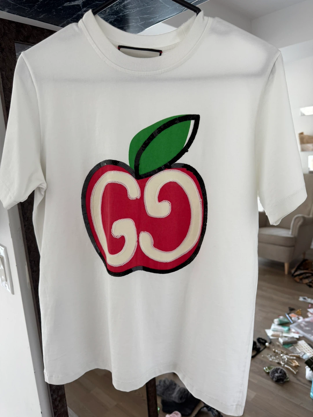 Authentic Gucci Apple Sequin T-shirt White